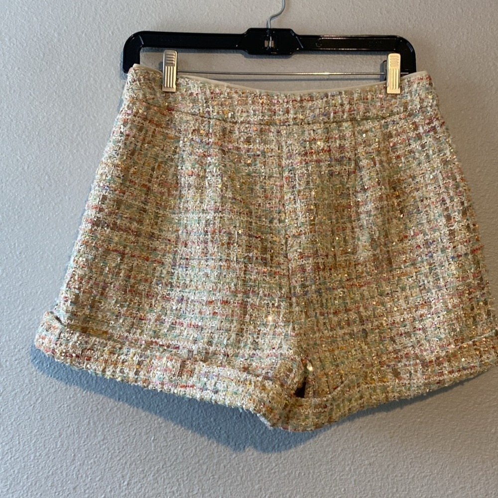 Sequin Tweed Novelty Button Cropped Bomber Jacket and shorts set - Picture 8 of 17